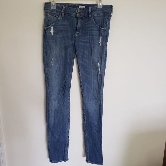 Hudson Collin Flap Distressed Skinny Jeans Size 27 Blue - Picture 1 of 11